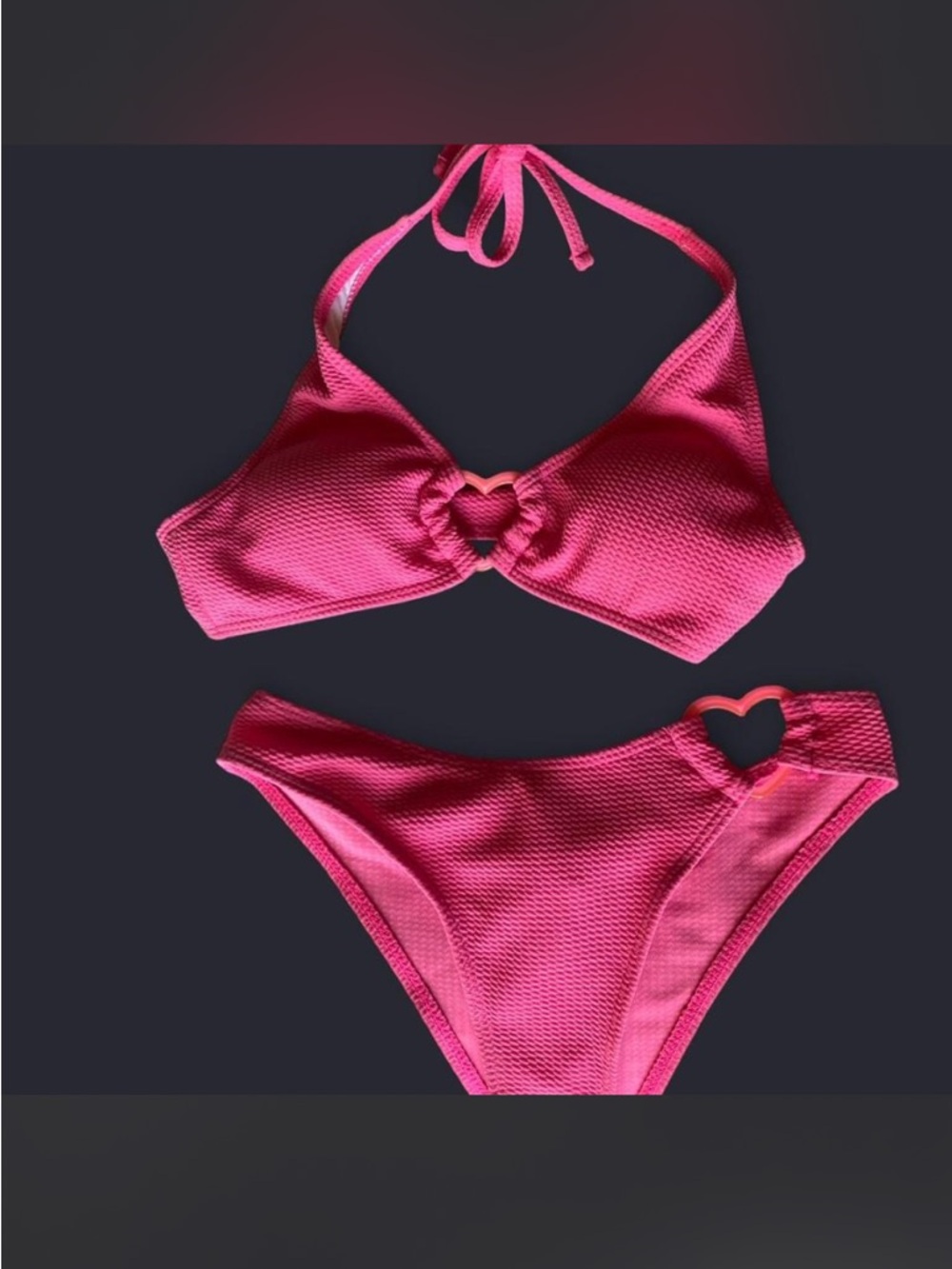 Hot Pink Heart Cutout Bikini Set